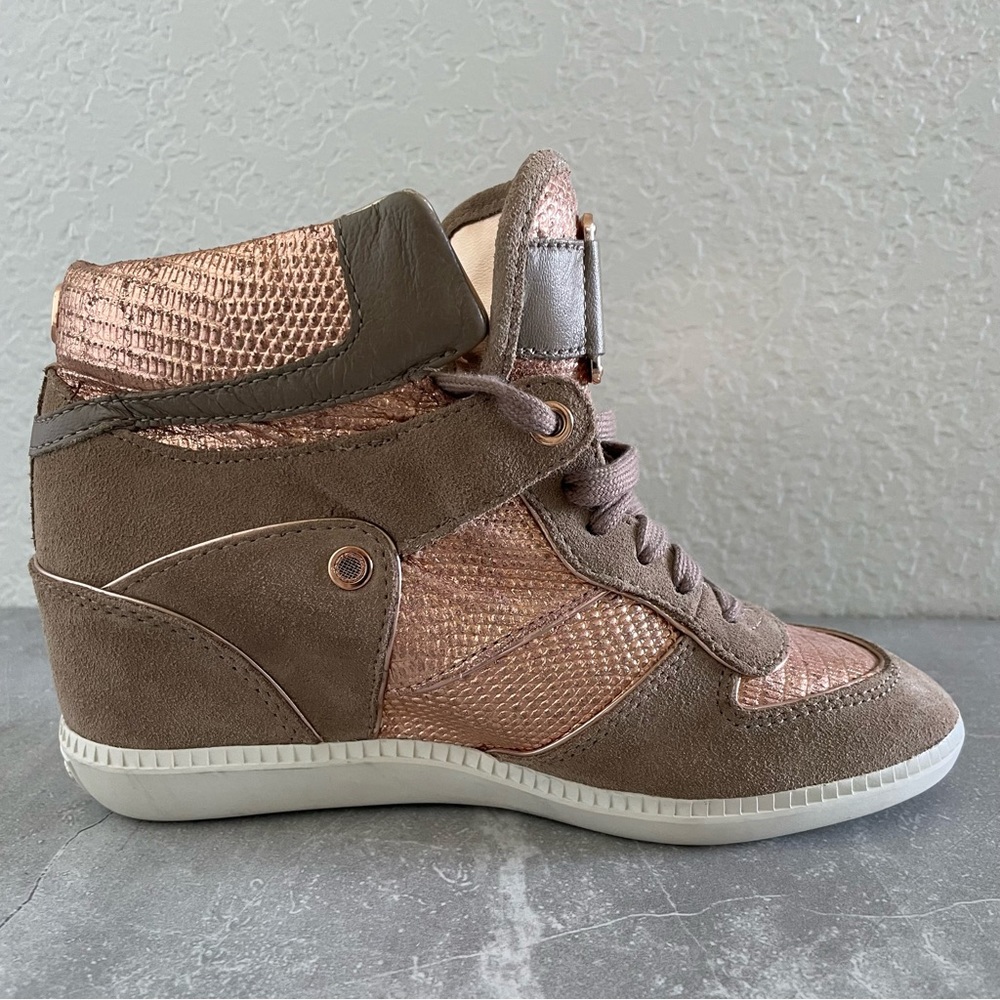 NWOT Michael Kors ROSE GOLD Wedge Heel High Top Sneakers